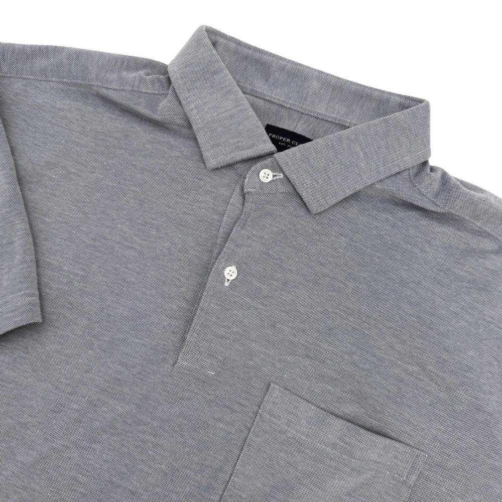 Proper Cloth Polo Mens Gray Short Sleeve Pique Cotton Polyester Preppy 2XL Fit
